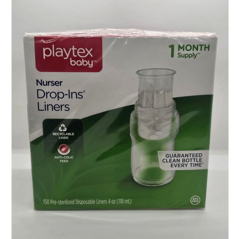 NEW SEALED Playtex 8 oz Nurser Drop-Ins Bottle Disposable Liners‎ - 150 Count
